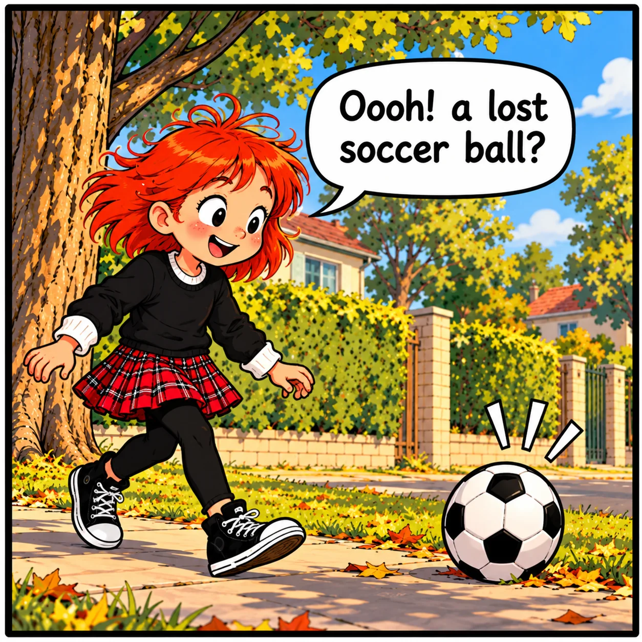 The Lost Soccer Ball — Lil Juno comic, panel 1 of 4