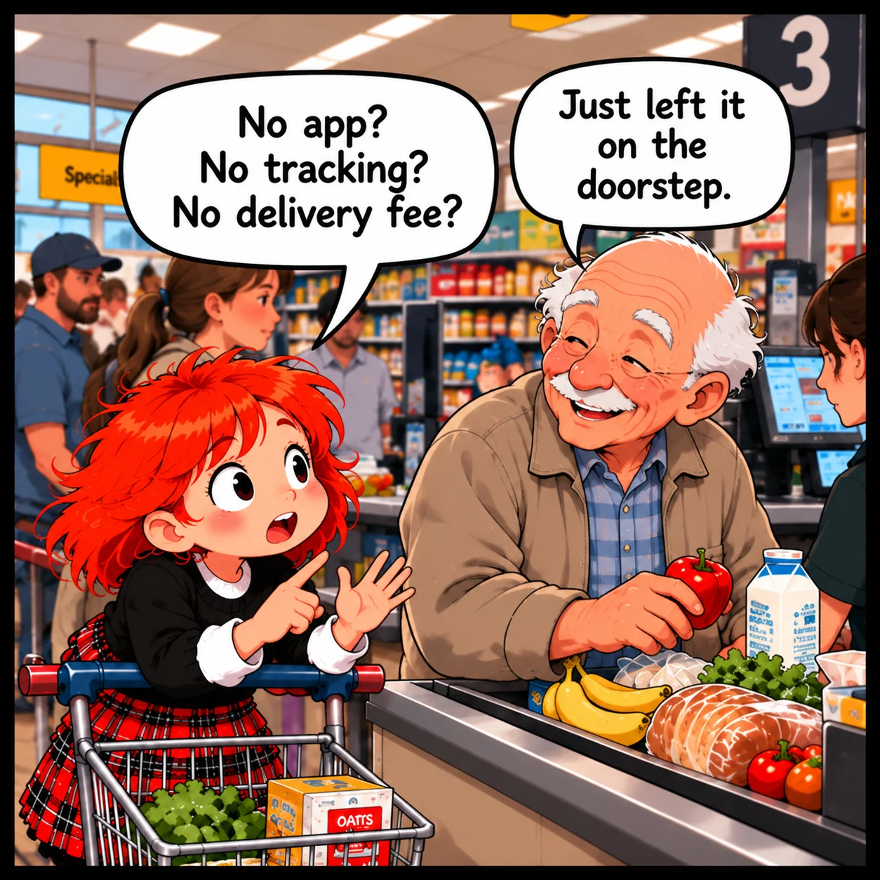 The Milkman — Lil Juno comic, panel 3 of 4