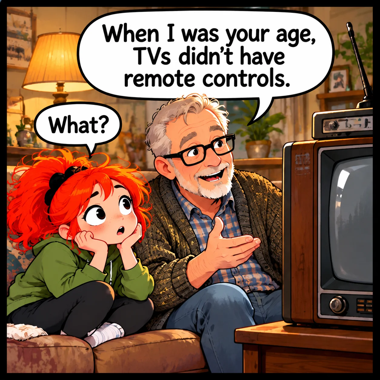 The Remote Control — Lil Juno comic, panel 1 of 4