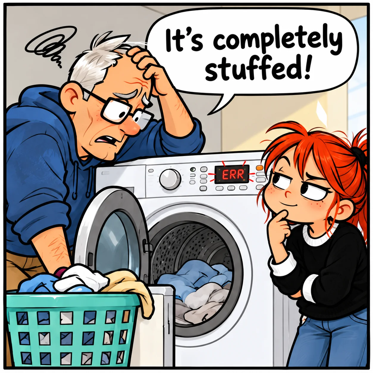 Title The Washing Machine — Lil Juno comic, panel 1 of 4