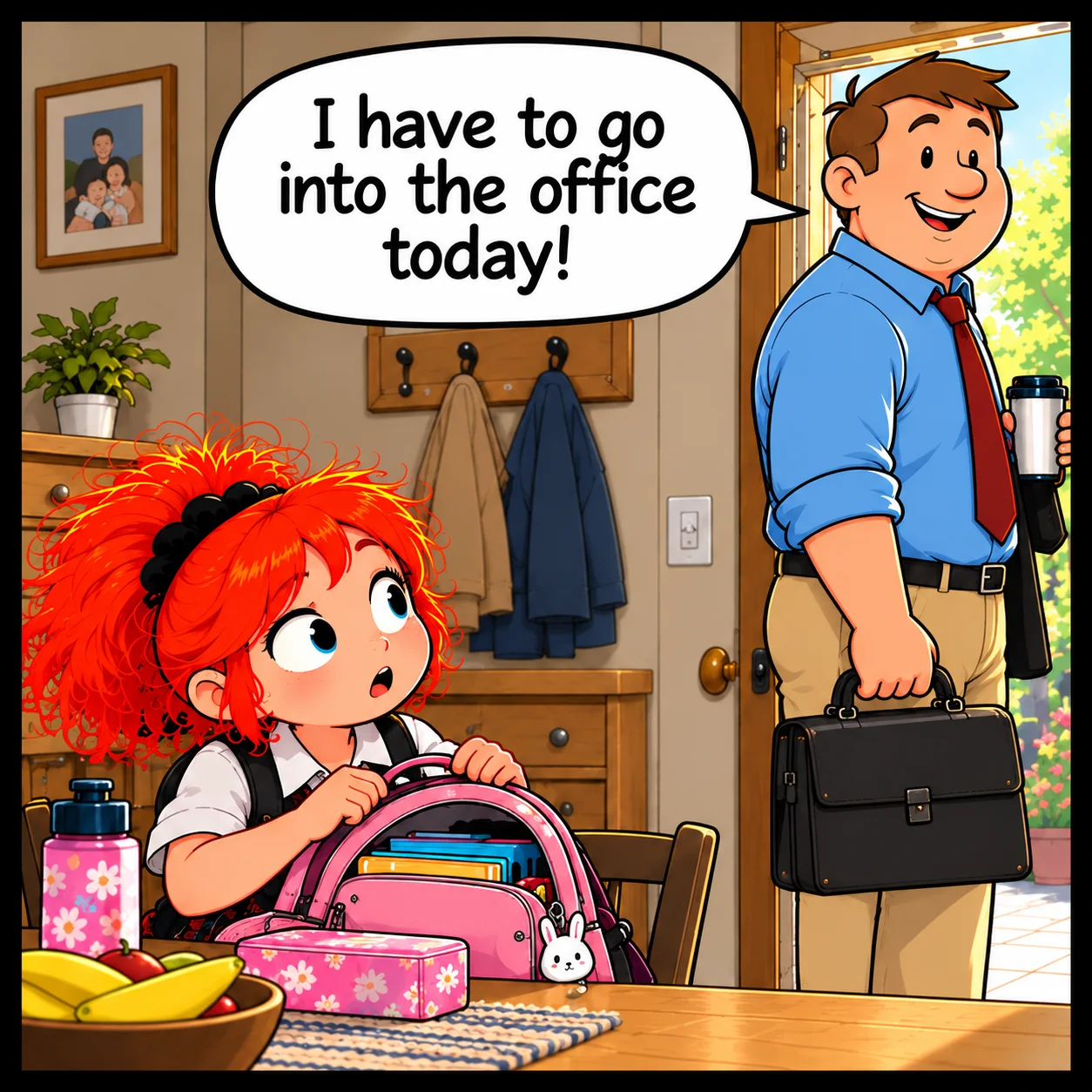 Working From Home — Lil Juno comic, panel 1 of 4